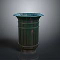 Building Exterior Decorative Metal Trash Can With Striped Design And Shiny Reflective Surface