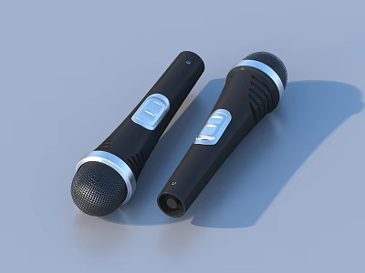 Wireless Handheld Microphones with Black Silver Design and Control Buttons for Home Use 3d model