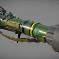 Green Rocket Launcher With Scope Yellow Stripe Black Components And Shoulder Strap 3d model