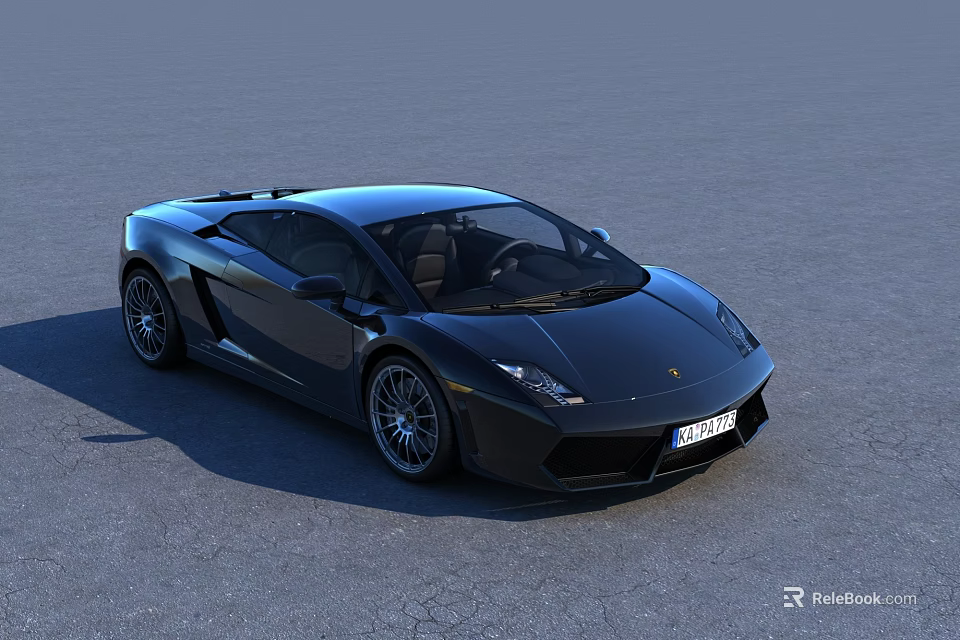 Black Sleek Sports Car With Aerodynamic Body And Stylish Alloy Wheels 3d model 