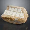 Natural Stone Bench With White Tile Inlays And Rustic Texture Design 3d model