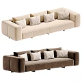 Elegant Modern Sofa Interior With Beige Upholstery And Multiple Decorative Cushions 3d model