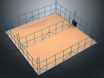 Fitness Training Platform With Blue Railings And Stepped Gym Mat Design 3d model