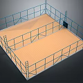 Fitness Training Platform With Blue Railings And Stepped Gym Mat Design