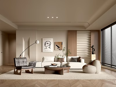 Quiet Style Living Room Antique Style Living Room Sofa Coffee Table Combination Leisure Sofa Chair Decoration Ornaments Background Wall 3d model