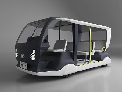 Toyota Autonomous Vehicle With Modern Black And White Exterior Transparent Windows And Interior Seats 3d model