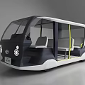 Toyota Autonomous Vehicle With Modern Black And White Exterior Transparent Windows And Interior Seats