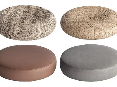 Round Woven And Solid Color Floor Cushions Brown Gray For Home Living Decor 3d model