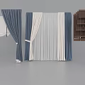 Blue And White Curtain With Sheer Panels And Wooden Blinds Modern Design Ideas