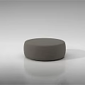 Gray Round Upholstered Ottoman In Modern Minimalist Setting With Smooth Surface 3d model