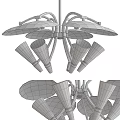 Elegant Modern Chandelier With Golden Brass Frame And Transparent Glass Shades