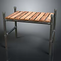 Rustic Wooden Slat Table With Sturdy Metal Frame For Home Furniture