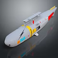 Gray Submarine Model With Modern Design Yellow Red Markings And Equipment Features