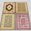 Square Rugs With Various Traditional Patterns And Colorful Decorative Designs 3d model
