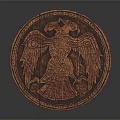 Round Wooden Decorative Carving With Intricate Eagle Design And Textured Surface