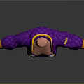 Stylish Purple Quilted Jacket With Yellow Trim And White Crop Top 3D Model