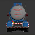 Blue Tanker Trailer With Large Stainless Steel Tank Red Rear Lights And Reflective Surface