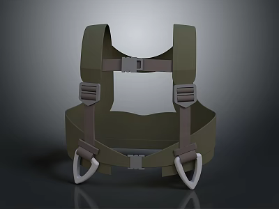 Green Ergonomic Harness With Adjustable Straps And Metal Buckles For Daily Use 3d model