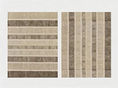 Square Rugs With Striped Design Beige And Brown Horizontal Vertical Patterns 3d model