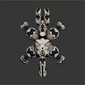 Spider Like Sci Fi Robot Character With Mechanical Legs White Blue Orange Design 3d model