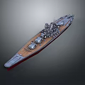 Warship Displaying Long Deck Turrets Hull Structure And Naval Military Architecture Design