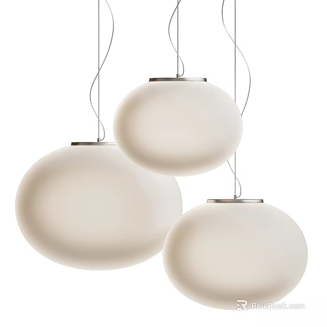 White Spherical Pendant Lights with Metallic Trim for Modern Interior Spaces 3d model
