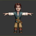 Game and Movie Character With Red Hair Green Vest White Sleeves and Arms Outstretched