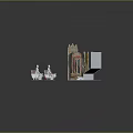 Ornate Miniature Theater Stage With Red Curtains Audience Seats And Performer