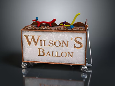 Wilson's Ballon Vendor Cart With Colorful Balloons Metal Frame And Wheels 3d model