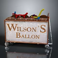 Wilson's Ballon Vendor Cart With Colorful Balloons Metal Frame And Wheels