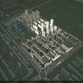 Aerial Plan of Modern Residential Community with High Rise Buildings Green Spaces and Roads