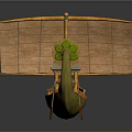 Traditional Wooden Boat With Green Hull Orange Sail Decorative Bow Seats And Oars