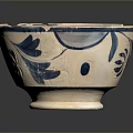 Artistic Sculpture Carving On Ceramic Bowl With Blue And White Floral Patterns