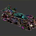 Futuristic Glossy Car With Blue Black Geometric Design And Neon Accents
