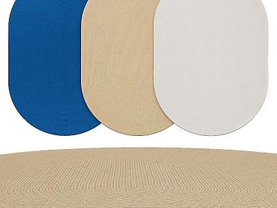 Round Woven Area Rugs in Blue Beige White Colors for Home Decor 3d model