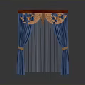 Blue Curtains With Orange Valance And Sheer Panels Window Treatment Design