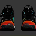 Modern Sports Shoes With Colorful Red Yellow Green Upper And Black Soles Design