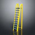 Bright Yellow Ladder With Blue Steps And Sturdy Steel Frame Design