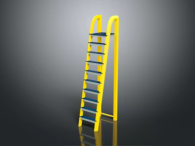 Bright Yellow Ladder With Blue Steps And Sturdy Steel Frame Design 3d model