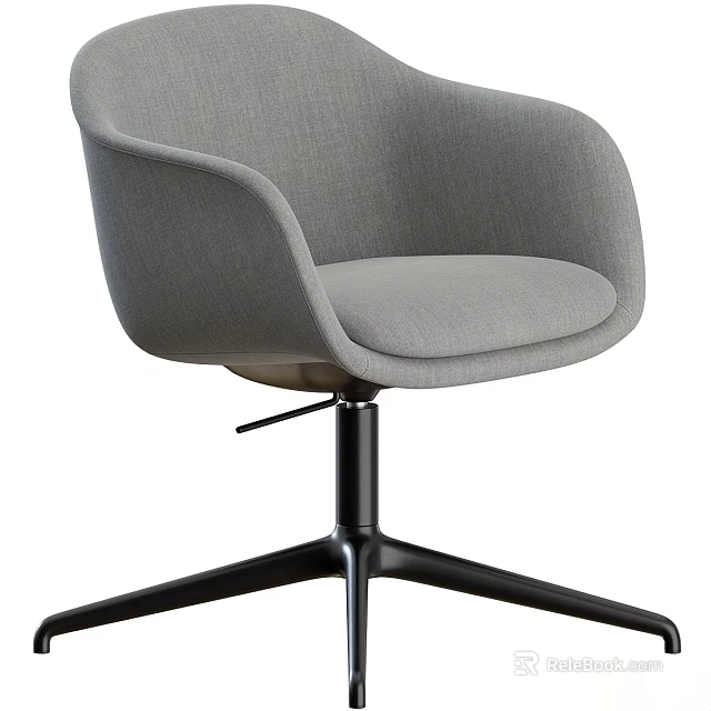 Modern Gray Fabric Office Chair With Comfortable Seat And Swivel Metal Base 3d model 