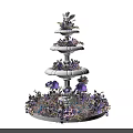Commercial Three Tiered White Display Stand Decorated With Purple White Flowers Top Ornament And Base