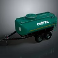 Green Coffee Trailer Mobile Coffee Equipment Featuring Wheels And Storage Tank