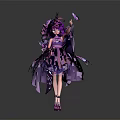 Female Character Wearing Purple Outfit With Butterfly Wings Headdress And Accessory