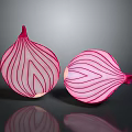 Fresh Sliced Red Onion Halves With Vibrant Purple And White Stripes