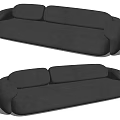 Modern Gray Multi Person Sofa With Rounded Armrests And Comfortable Backrest Design 3d model