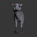 Cute 3D Rendered Fawn with Gray Body Big Blue Eyes Pink Paws and White Spots