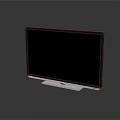 Sleek Black Flat Screen TV with White Base on Gray Minimalist Background 3d model