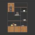 Wooden and Metal Frame Shelf Unit with Multiple Shelves Vase Potted Plant Books Decorative Items