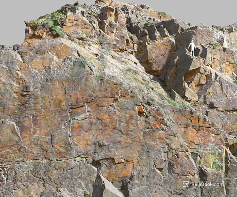 Natural Stone Mountain Landscape With Wooden Elements And Rocky Textures 3d model 