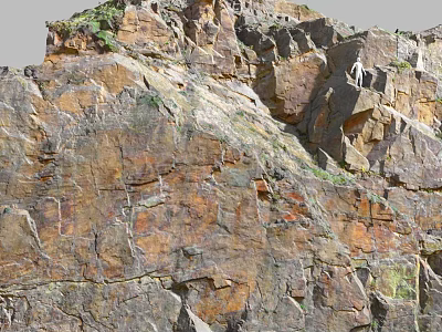 Natural Stone Mountain Landscape With Wooden Elements And Rocky Textures 3d model